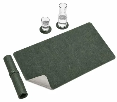 Produktbild von G.mütlich Schreibtischunterlage Kunstleder, wendbare Unterlage 2in1 Farbwechsel, Mouse Pad Matte Büro Schreibtisch Dunkelgrün/Hellgrau 60 x 35 cm