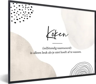 Produktbild von MuchoWow® Gerahmtes Poster kochen - kochen definition - Sprichwörter - Wörterbuch - Zitate 80x60 cm - Poster mit Schwarzem Bilderrahmen Wandposter Rahmen Foto Bilder - Schwarzem - Mit Gestell