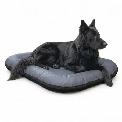 Produktbild von 4L Textil ELLA Kunstleder Hundebett große Hunde Hundekissen XL Hundematratze aus Kunstleder Wasserdicht Abwischbar 90x70 cm (Dunkelgrau)