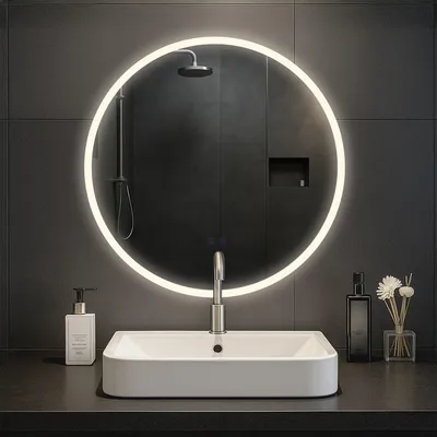 Produktbild von CLP Badspiegel Laconia Bluetooth-Lautsprecher Anti-Beschlag LED-Beleuchtung dimmbar Größe Ø 70