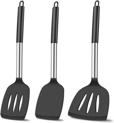 Produktbild von 3-teiliges Silikon Spatel Set - Hitzebeständige Pfannenwender - Küchenutensilien