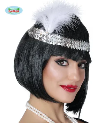 Immagine prodotto di Charleston Flapper Headband Vintage 20s Style Piume di perla lucide Gatsby Cocktail Party Carnival Accessory, Colore: Argento