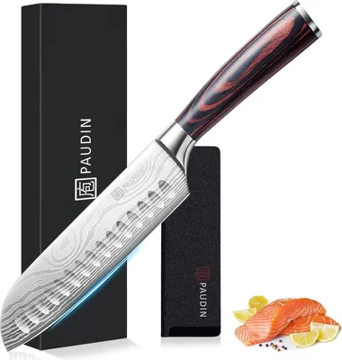 Zdjęcie produktu dla Nóż Santoku Długość ostrza 17 cm Nóż szefa kuchni wykonany z niemieckiej stali Nóż do sushi Nóż kuchenny z ergonomiczną rękojeścią do domu i restauracji