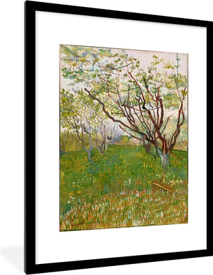 Produktbild von MuchoWow® MuchoWow® Gerahmtes Poster Blühender Obstgarten - Vincent van Gogh 60x80 cm - Poster mit zchwarzem Bilderrahmen - Wohnzimmer - Dekorationen - Prämie