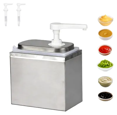 Produktbild von 2L Ketchupspender, Saucenspender mit 2 Pumpen aus Edelstahl für Küche und Restaurant