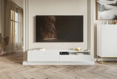 Produktbild von Selsey VELDIO - TV-Hängeboard mit offenem Fach, Weiß 175 cm