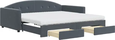 Zdjęcie produktu dla VidaXL 3197381, sofa rozkładana, Szary, Pianka, Metal, Poliester, Drewno, 2220 mm, 1100 mm