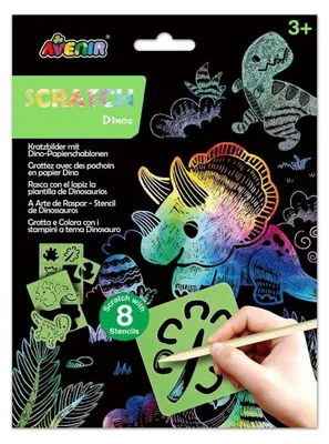 Obrázek produktu pro AVENIR Scratch set with stencil: Dinos