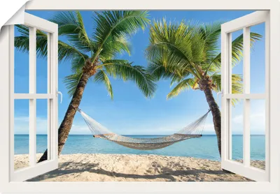 Produktbild von ARTland Poster Palmenstrand Karibik, weiß Größe: 130x90 cm