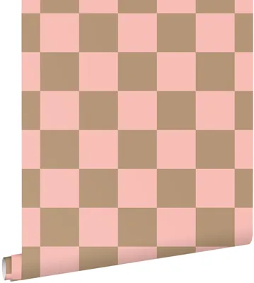 Obrázok produktu pre ESTAhome tapety kockovaný vzor ružová a béžová hnedá 53 cm x 10,05 m