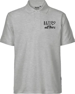 Produktbild von Huuraa Herren Polo Shirt Bazi mit Herz XL Sport Grey Bio Baumwolle Fairtrade Poloshirt Geschenkidee