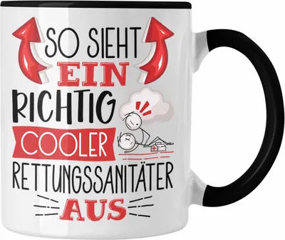 Produktbild von Trendation - Rettungssanitäter Tasse Geschenk So Sieht Ein RIchtig Cooler Rettungssanitäter Aus Geschenkidee Lustiger Spruch Geburtstag Becher Kaffeetasse (Schwarz)