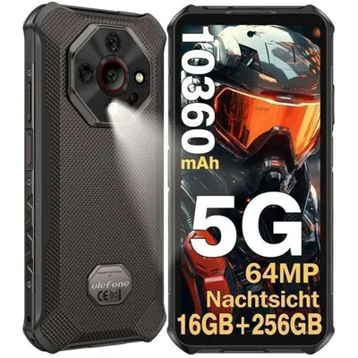 Produktbild von Ulefone Armor X16 Pro 5G Outdoor Handy Android 16 - 16GB+256GB Dimensity 6300 - 10360mAh 6,56"/120Hz 64MP NFC Outdoor Smartphone - Schwarz