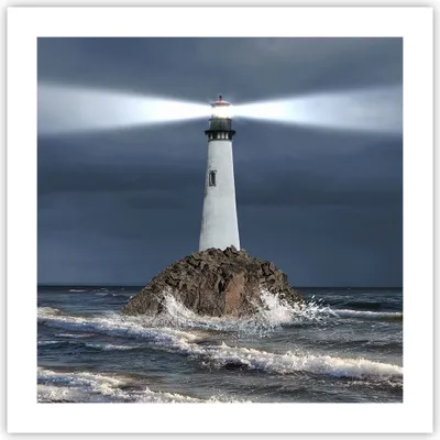 Produktbild von Poster - Poster ohne Rahmen - Leuchtturm Meer - 50x50 cm - Wand Bild - Wanddeko - Wandbilder - Kunstposter - Wandposter - Bilder - Kunstdruck - Wanddekoration - Wandbild - P2XAC50x50-3550