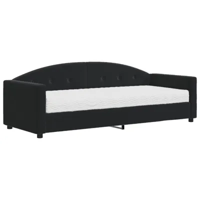 Image de vidaXL Lit de jour avec matelas noir 80x200 cm velours