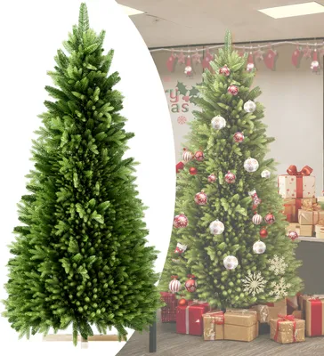 Productafbeelding van UISEBRT, kunstkerstboom, 180 cm. Kerstboom van PE en PVC met takken en een houten voet, geschikt voor kerstdecoratie en het versieren van kerstornamenten