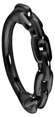 Produktbild von Ohrpiercing, Nasenpiercing, Septum Piercing Chirurgenstahl Segmentring Clicker KETTEN-DESIGN Schwarz Innendurchmesser: 7mm + Stabstärke: 1mm