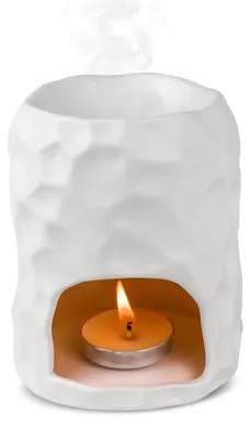 Keramische Duftlampe für ätherische Öle, Teelicht, weiß