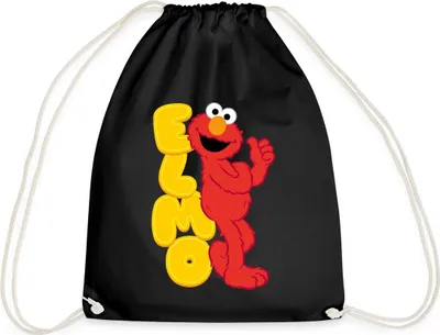 Produktbild von Spreadshirt Sesamstraße Elmo Mit Schriftzug Turnbeutel, One size, Schwarz