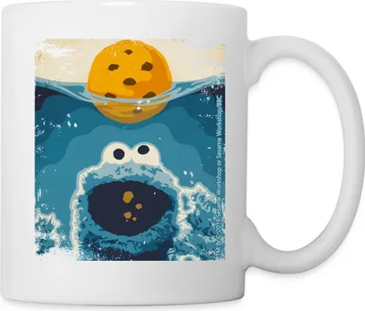 Produktbild von Spreadshirt Sesamstraße Krümelmonster Hai Humor Witzig Tasse, One size, Weiß