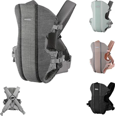 Obrázek produktu pro Kikkaboo baby carrier Gwen Fly pletený břišní nosič zadní nosné popruhy nastavitelné šedé