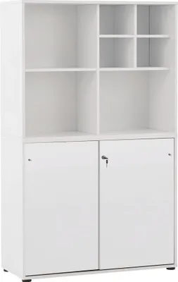 Produktbild von Büro Aktenschrank abschließbar mit Regal BRAGA-80 in weiß, B/H/T: ca. 100,1/167,2/41 cm
