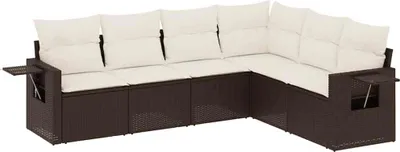 Produktbild von vidaXL 6-tlg. Garten-Sofagarnitur mit Kissen Braun Poly Rattan