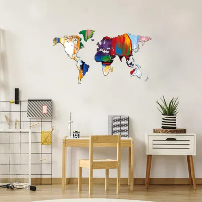 Zdjęcie produktu dla Giallobus - Mapa świata – edycja specjalna – kolory abstrakcyjne – dekoracja ścienna z drewna MDF - 130x72 - Drewno MDF - Colori astratti
