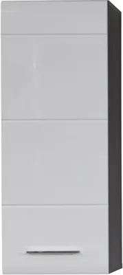 Productafbeelding van trendteam Bad - Wandopbergwandelement Line/Skin Sardegna, rookzilver, melamine/wit, hoogglans, dieptrek, 30 x 77 x 24 cm