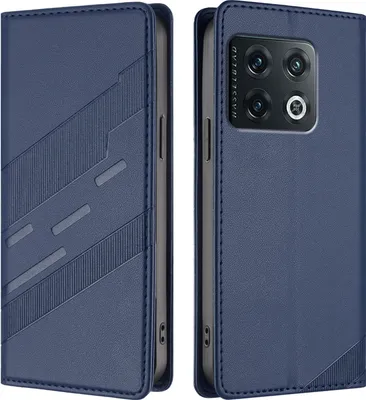 Produktbild von Hülle für OnePlus 10 Pro, Kunstleder Brieftaschen Handyhülle mit Kartenfach und Standfunktion Blau