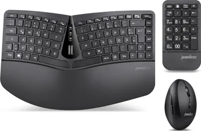 Produktbild von Perixx PERIDUO-606A DE, 3-in-1 Tastatur- und Maus-Set, kabellos, ergonomisch