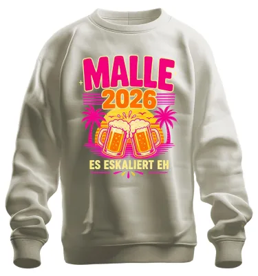 Productafbeelding van Malle 2026. T-shirt of trui met opdruk: "Bier drinken in Mallorca, Ballermann". Materiaal: katoen. Maat: 3XL