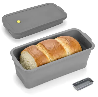 Produktbild von VINATO Faltbar Brotbackform Silikon mit Deckel, Brotbackform mit Metallverstärkt