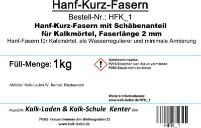 Produktbild von Hanf-Kurz-Fasern 2 mm, 1 kg,  für Fein-Kalkmörtel