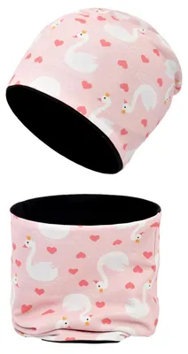Produktbild von Kinder Beanie Mütze Schal Set Baumwolle Jersey Herbst Frühling Winter Junge Mädchen