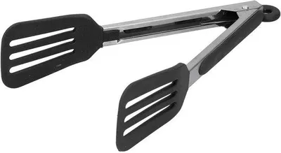 Produktbild von Unyqoos® Edelstahl-Küchenzange mit hitzebeständigem Silikongriff, klappbar, rutschfest & kratzschonend – vielseitig für Grill, Braten & Servieren