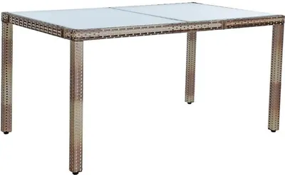 Produktbild von Polyrattan Sitzgruppe Essgruppe Gartenmöbel Set 6 Pers. Gartenset Beige-Braun