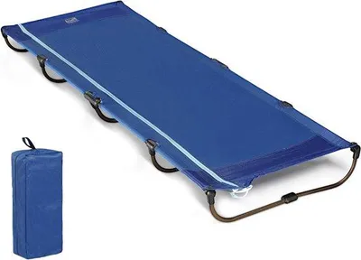 Produktbild von Faltbares Feldbett – Campingbett, Reisebett – Für Camping im Freien – Keine Montage erforderlich – 190x66x15 cm – Blau