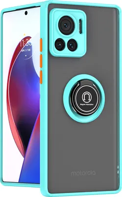 Produktbild von Motorola Edge 30 Ultra Hülle, Ring Halter Ständer Matte Transluzent TPU Rahmen Stoßfest Schutzhülle für Motorola Edge 30 Ultra Hellblau