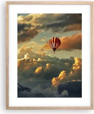 Produktbild von Gerahmtes Poster - Rahmen in heller Eiche - Wolken Ballon Flug - 40x50 cm - Wand Bild - Wanddeko - Wandbilder - Wandposter - Bilderrahmen - Bilder - Kunstdruck - Wandbild - P2NPA40x50-3791