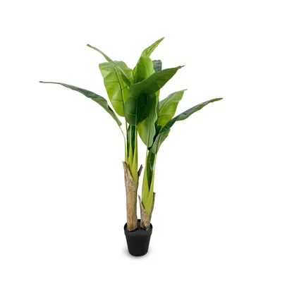 Produktbild von IvoQ Künstliche Bananenpflanze 120 cm - Dekorativer Bananenbaum für drinnen - Pflegeleichte immergrüne Pflanze