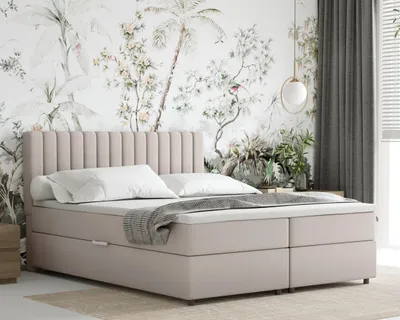 Produktbild von Boxspringbett 160x200 EVEREST, mit Topper, mit Bettkästen,  Doppelbett, Dunkelbeige, Panda Möbel
