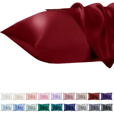 Produktbild von Kissenbezug Satin 40x80 cm Rot 2er Set mit Reißverschluss