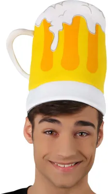 Immagine prodotto di Cappello da birra Accessorio per costume per adulti giallo-bianco - Taglia unica