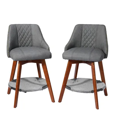 Image de HomeMiYN Tabouret de bar avec niche pour chat, chaise haute rembourrée avec dossier, siège cuisine avec espace pour animaux
