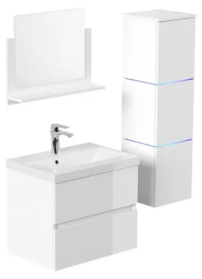 Produktbild von HOME DELUXE - Badmöbel - Set - WANGEROOGE Deluxe – Größe: L, Farbe: Weiß, Breite Waschbecken: ca. 60 cm I Badezimmermöbel Waschtisch Waschbecken