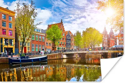 Produktbild von MuchoWow® Poster Kanal - Amsterdam - Frühling 60x40 cm - Schlafzimmerdekoration