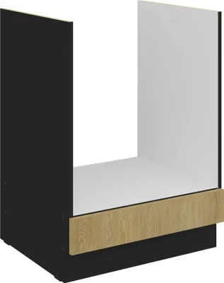 Produktbild von Küchen Herdunterschrank 60 cm CREMONA Eiche hell + Schwarz matt Küche Küchenzeile Küchenblock Einbauküche