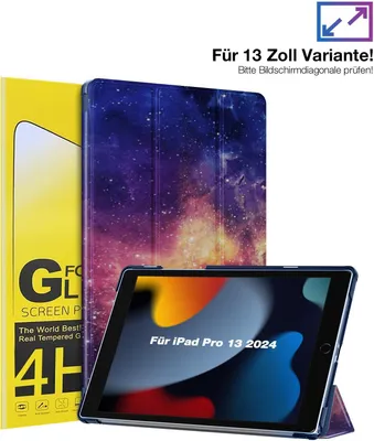 Produktbild von Schutzhülle + 2x 4H Displayfolie für Apple iPad Pro 7. Gen 13.0 Zoll Cover Case Schutz Tablet Farbe: Nighttime