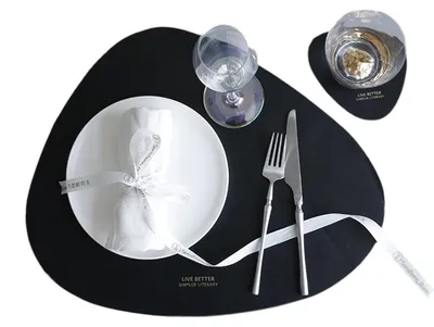 4er-Set Kunstleder-Platzsets, Antirutsch, 45x36,5 cm, schwarz